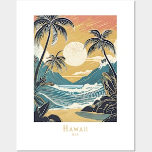 Vintage Hawaii Travel Poster Posters and Art